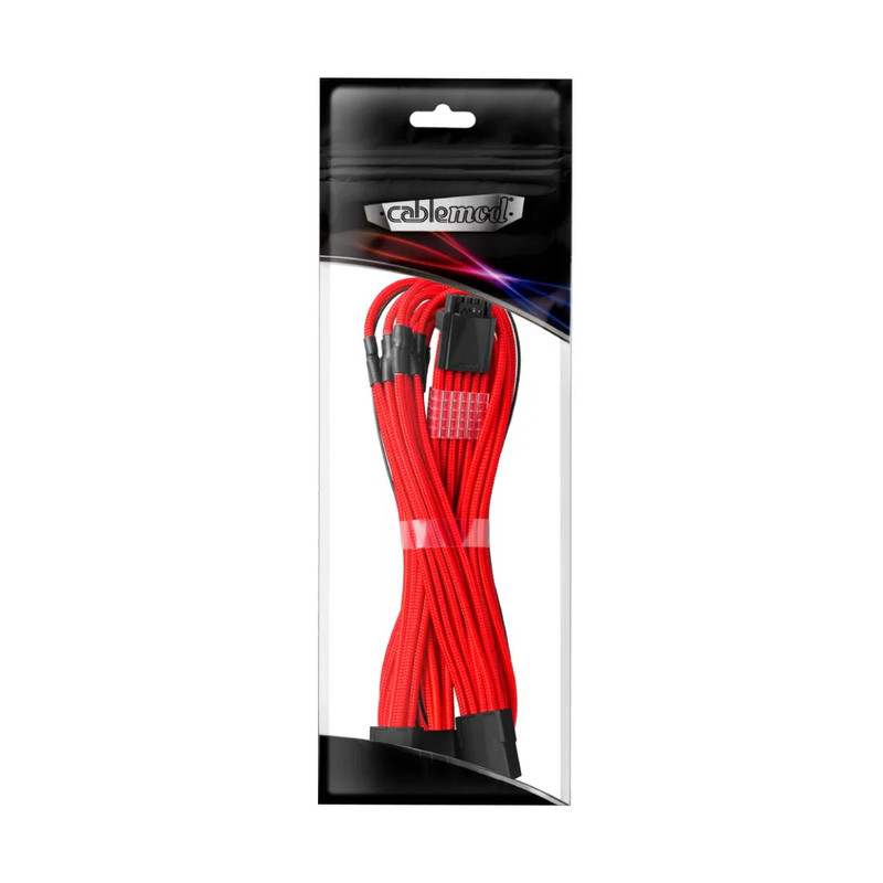 CableMod Pro ModMesh 12VHPWR PCI-e Cable Extension (Red, 16-pin to Triple 8-pin, 45cm) - كابل